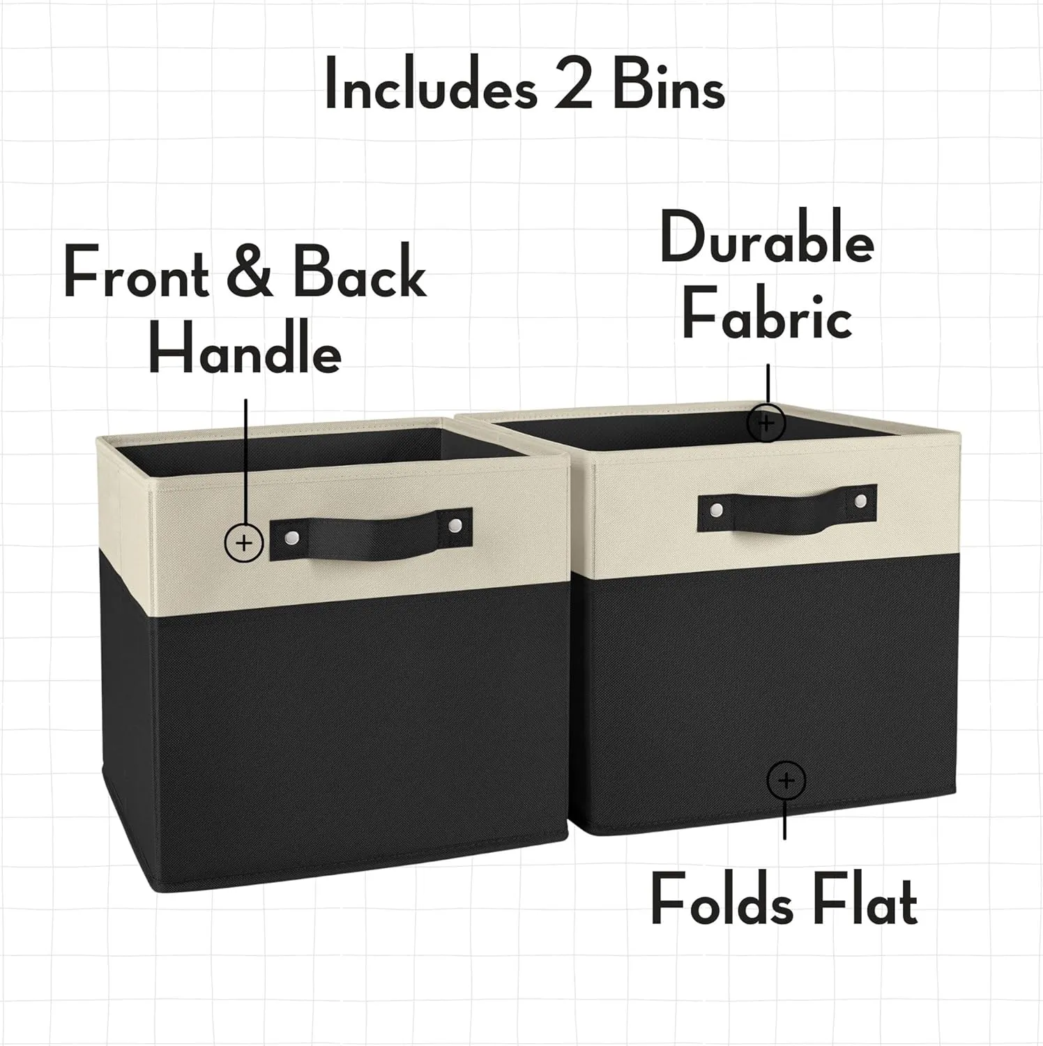 RiverRidge Kids storage bins - 10.5 Cube Storage Organizer with Handles – Black Two-Tone closet organizers and storage for Toys, Shoes & More - Fits RiverRidge Cabinets