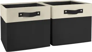 RiverRidge Kids storage bins - 10.5 Cube Storage Organizer with Handles – Black Two-Tone closet organizers and storage for Toys, Shoes & More - Fits RiverRidge Cabinets