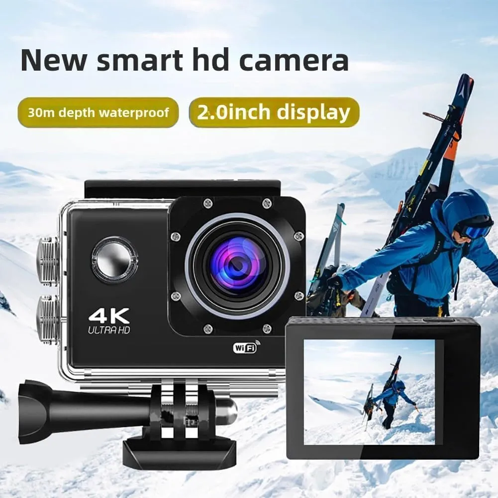 Roamix Vision  4K, Roamix Vision 4k Action Camera, 170 ° Ultra Wide Angle WiFi Camcorder, Outdoor Waterproof Sports Cameras for Photography and Diving Enthusiasts (2Pcs-D)