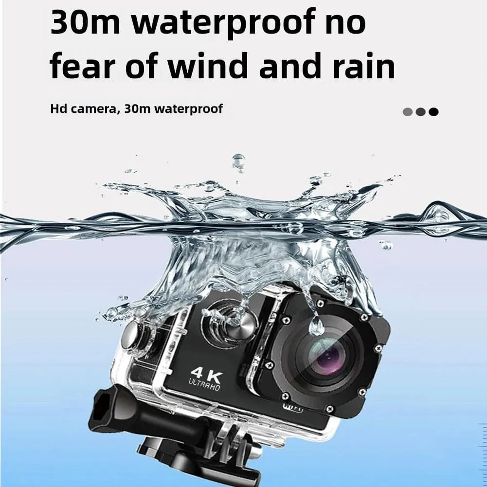 Roamix Vision  4K, Roamix Vision 4k Action Camera, 170 ° Ultra Wide Angle WiFi Camcorder, Outdoor Waterproof Sports Cameras for Photography and Diving Enthusiasts (2Pcs-D)