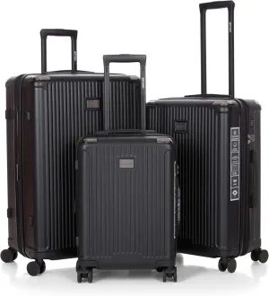 ROBERTO CAVALLI YUMA Luxury 3 Piece Luggage Set, Expandable Hard Shell Suitcases with 8 Spinner Wheels, Combination Lock Large Suitcase Set for Men and Women -Black