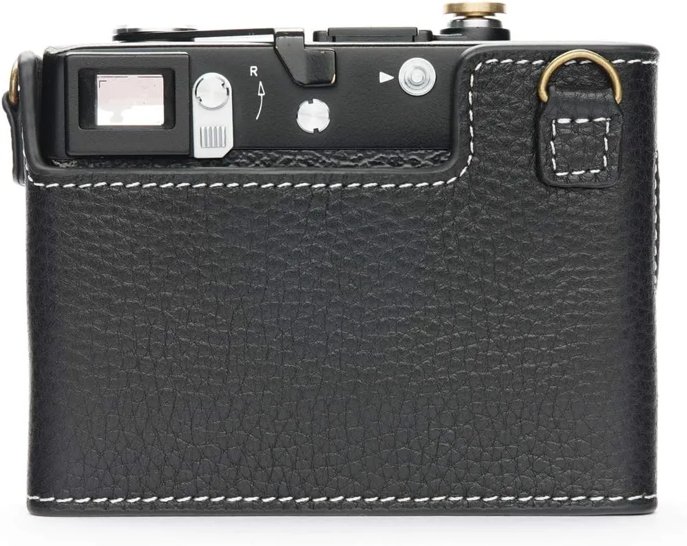 Rollei 35/35S/35T/35TE/35SE Case, BolinUS Handmade Genuine Real Leather Half Camera Case Bag Cover for Rollei 35/35S/35T/35TE/35SE Camera with Hand Strap (Black)