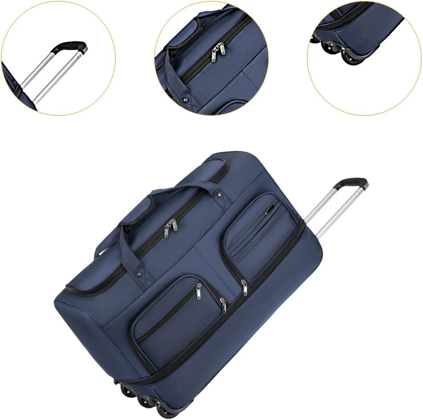 Rolling Duffel Bag with Wheels for Travel And Fitness, Blue