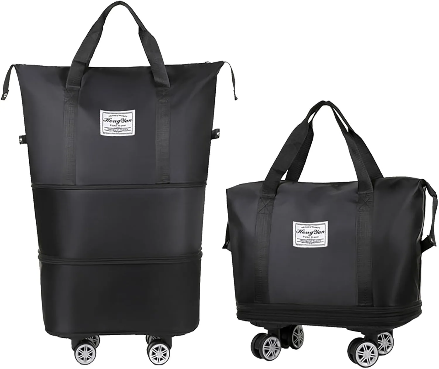 Rolling Duffel Bag with Wheels, Large Capacity Foldable Travel Bag with Detachable Wheels, Rolling Luggage Carry On Bag Foldable Expandable Duffel Bag for Travel or Business Trip(Black)
