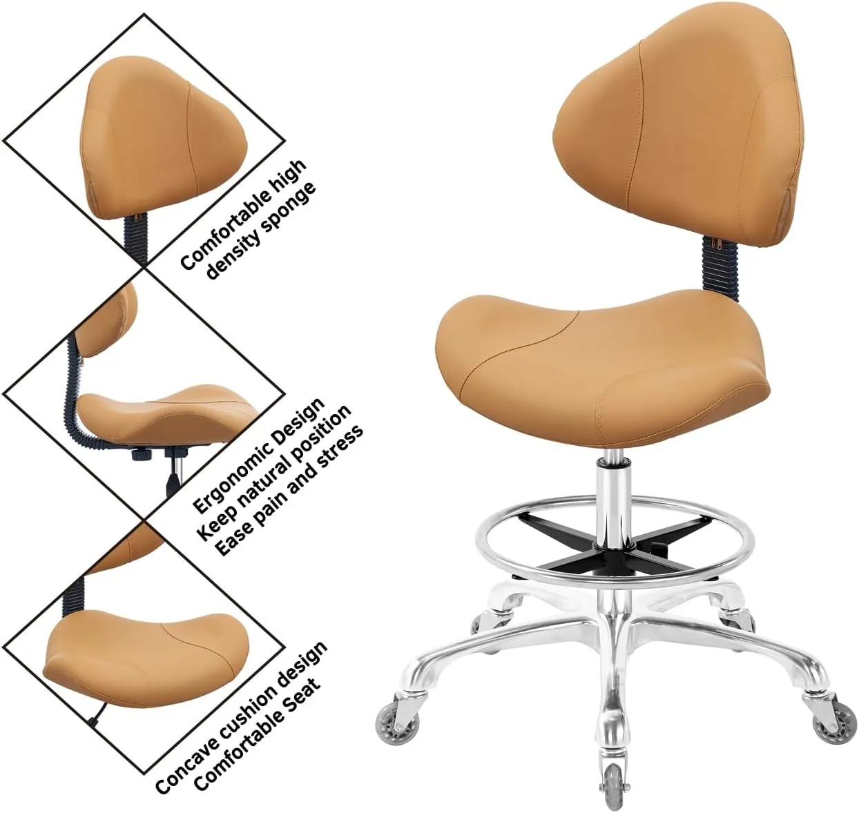 Rolling Swivel Drafting Chair Adjustable Heavy Duty (400lbs) Lumbar Support Task Chair for Home Desk Studio Design Lab(Triangular Back)