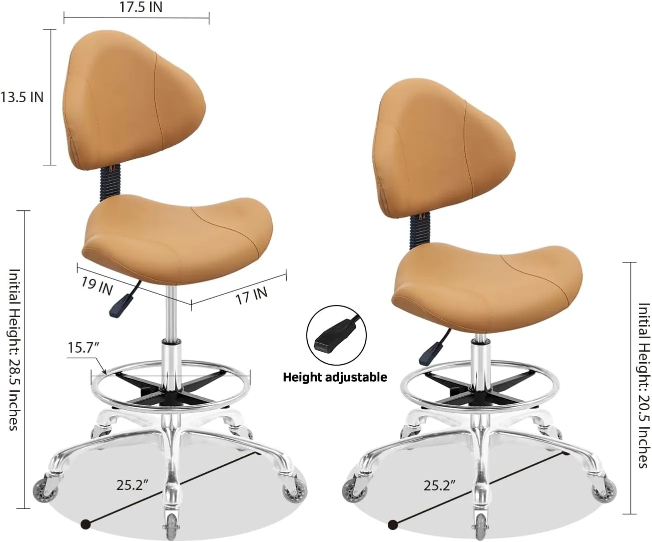 Rolling Swivel Drafting Chair Adjustable Heavy Duty (400lbs) Lumbar Support Task Chair for Home Desk Studio Design Lab(Triangular Back)