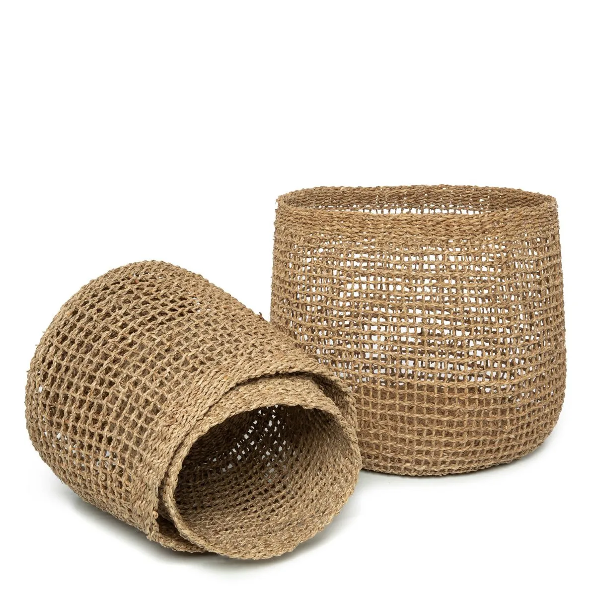 Rootz Lang Co Basket - Storage Basket - Seagrass Woven Basket - Durable & Stylish - 37cm x 35cm x 37cm