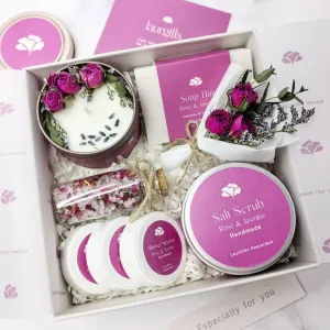 Rose & Jasmine Spa Gift Baskets for Women – Scented Self Care Shower Essential - Elegant Kit for Mom, Wife, Sister, Friend - Body Bath Set - Aromatic Box for Occasions - Home Spa-Inspired