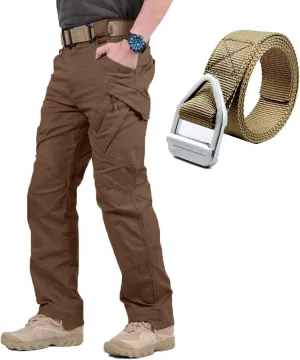 Rugstor Flexcamo - Tactical Waterproof Pants, Lightweight Waterproof Quick Dry Tactical Pants with Belt