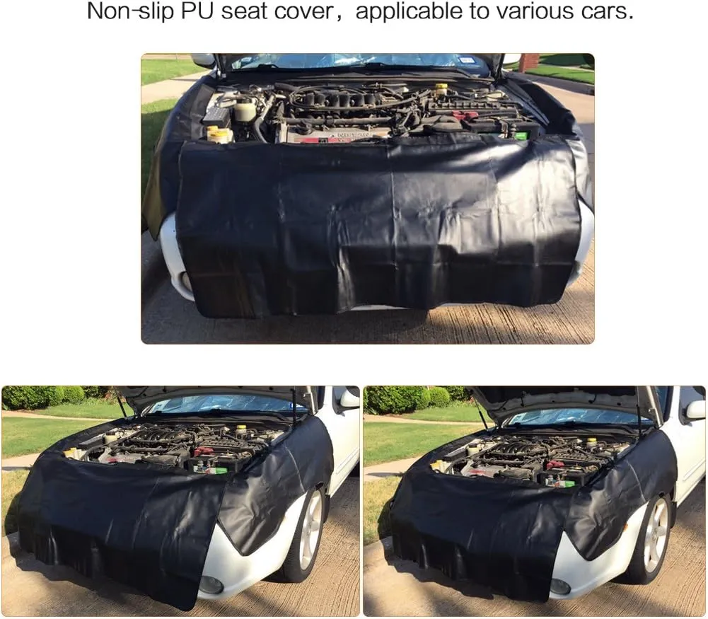 RUPSE 3 Pcs Fender Protectors for Mechanics,Microfiber Leather Car Fender Cover Mats Pads,Mechanic Magnetic Fender Protector Mat with Hooks