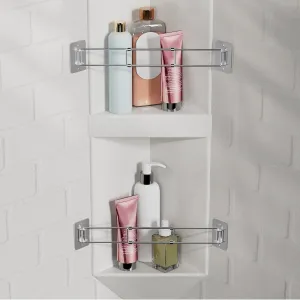 RV Shower Corner Storage Bar, 7.5-13.4 inches RV Bathroom Travel Trailer Storage Organization Coner Bar, Stainless Steel RV Shower Corner Shelf Rod in Camper Must Haves Accessories (2 Pack)