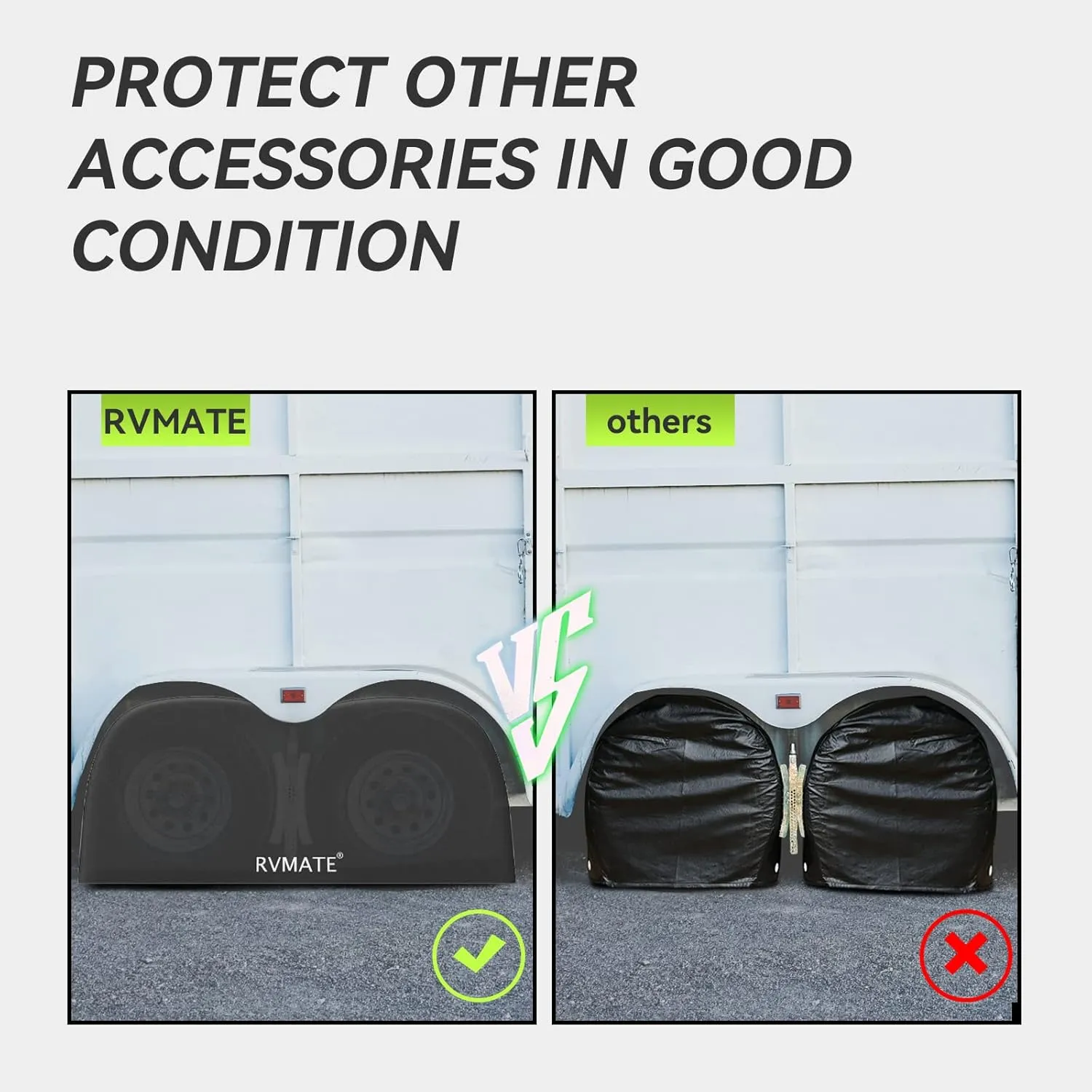 RVMATE RV Tire Covers, Dual Axle Wheel Cover (1 Pack) Fits 30"-33" Diameter Tires, Waterproof Anti-UV 600D Oxford Black Dual Tire Covers RV Accessories for RV/Truck/Trailer