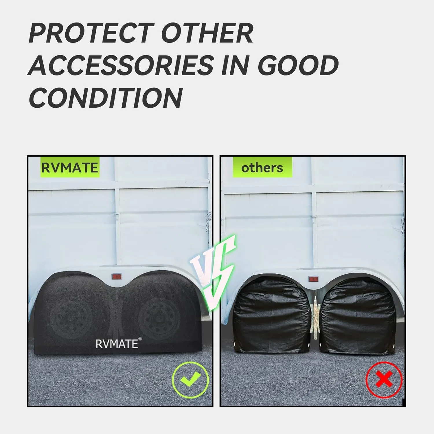 RVMATE RV Tire Covers, Dual Axle Wheel Cover (2 Pack) Fits 30"-33" Diameter Tires, Waterproof Anti-UV Black Dual Tire Covers RV Accessories for Truck/Trailer