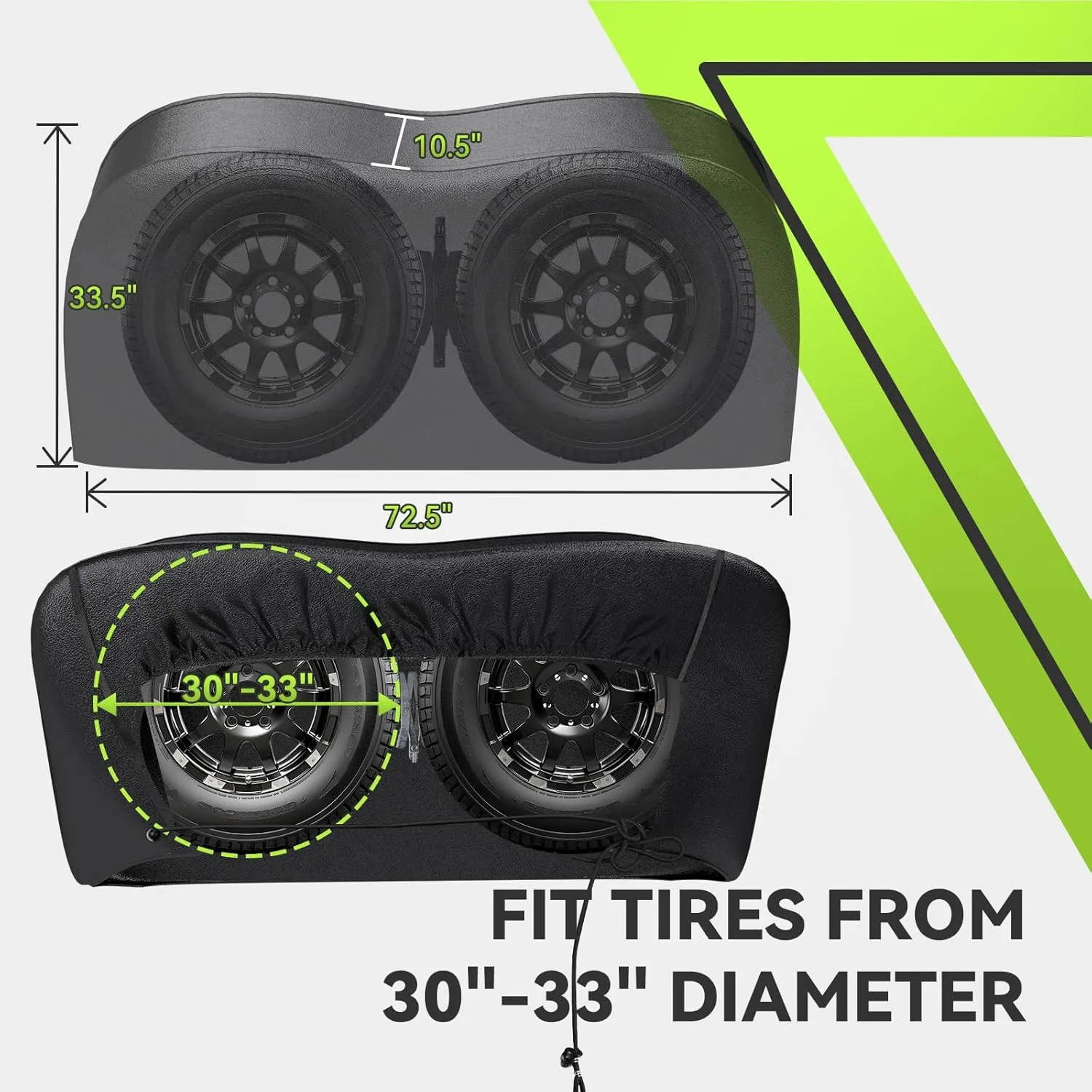 RVMATE RV Tire Covers, Dual Axle Wheel Cover (2 Pack) Fits 30"-33" Diameter Tires, Waterproof Anti-UV Black Dual Tire Covers RV Accessories for Truck/Trailer