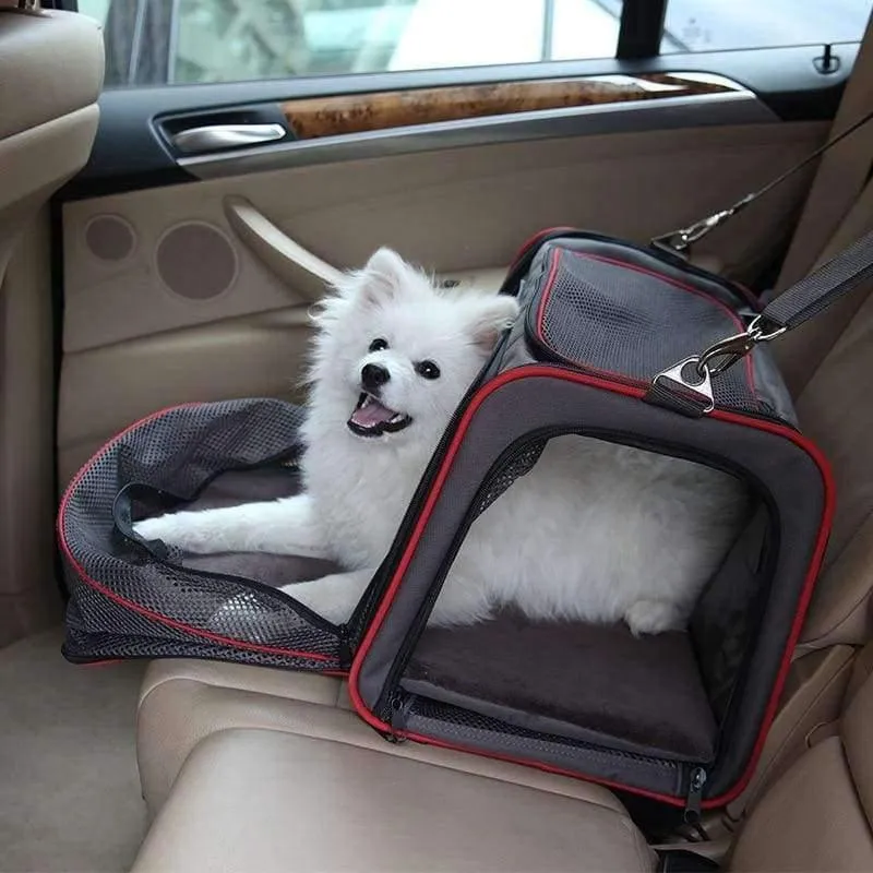 Rynx | Expandable portable pet dog car travel bag for small dogs Oxford breathable cat carrier outdoor car travel accessories