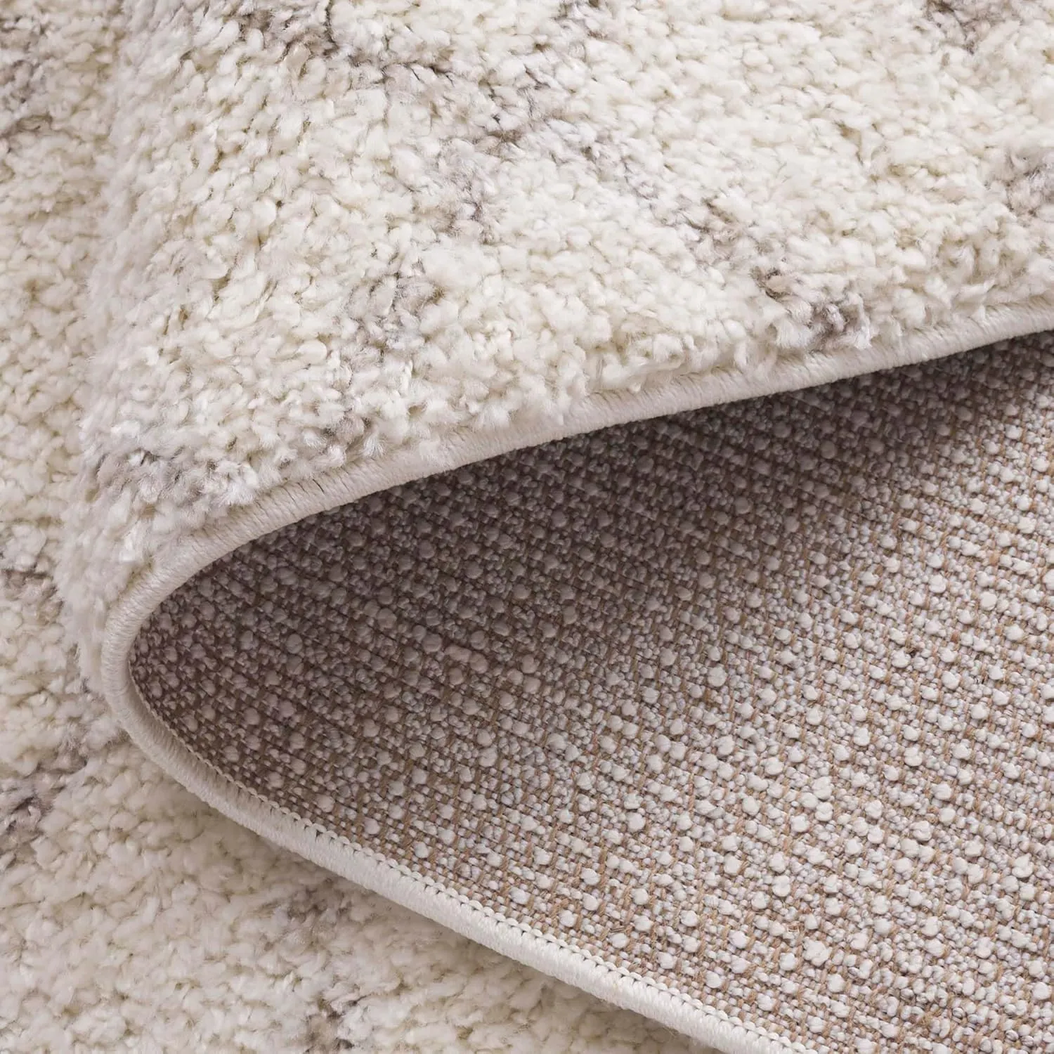 SAFAVIEH Area Rug 8x10 - Arizona Shag Collection - Large - Ivory & Beige, Moroccan Design, Non-Shedding & Easy Cleaning, Ultra Plush Thick Pile, Ideal for Living Room, Bedroom, Dining Space (ASG741A)