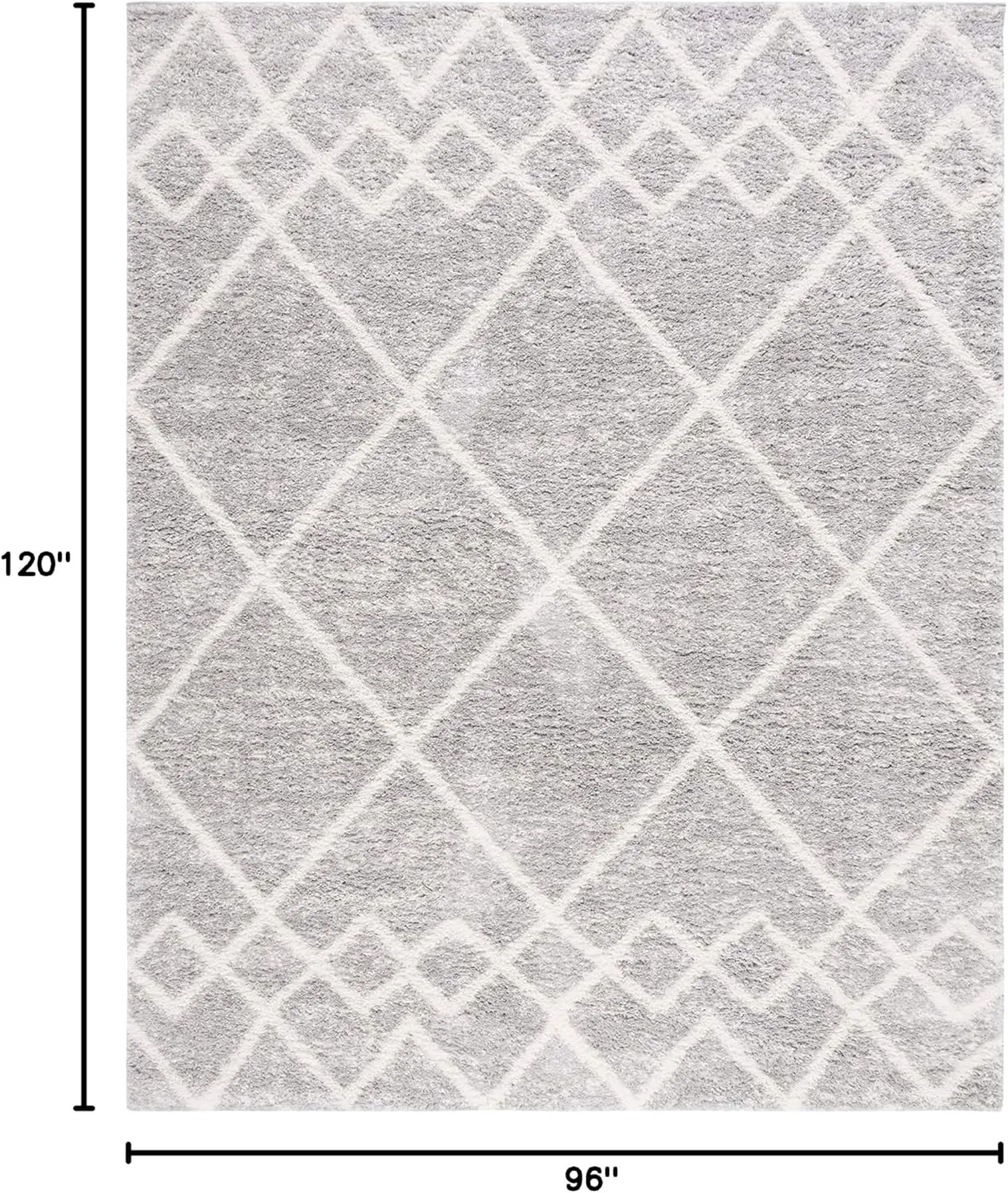 SAFAVIEH Area Rug 8x10 - Berber Shag Collection - Large - Ivory & Grey, Moroccan Design, Non-Shedding & Easy Cleaning, Plush Thick Pile, Ideal for Living Room, Bedroom, Dining Space (BER574G)