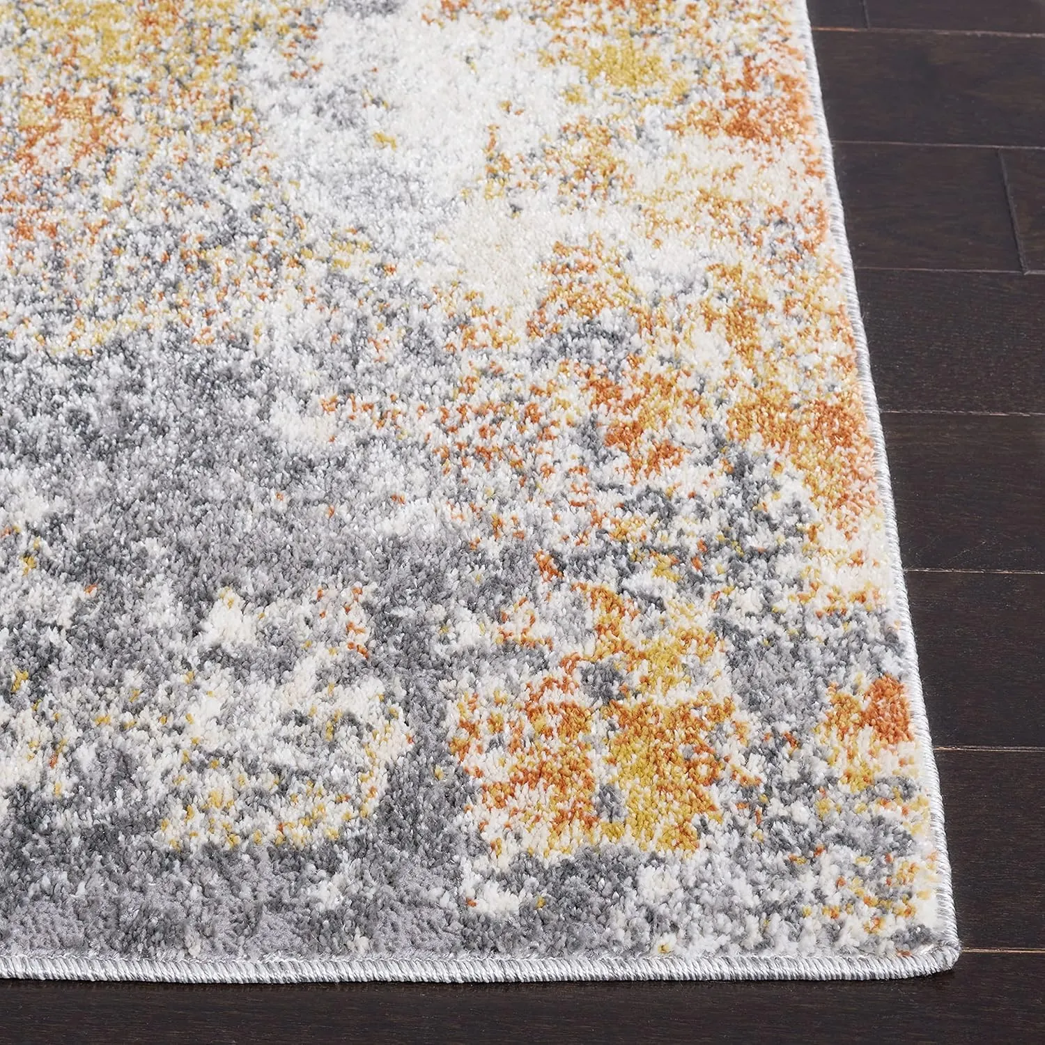 SAFAVIEH Aston Collection Area Rug - 9' x 12', Grey & Gold, Modern Abstract Design, Non-Shedding & Easy Care, Ideal for High Traffic Areas in Living Room, Bedroom (ASN710G)