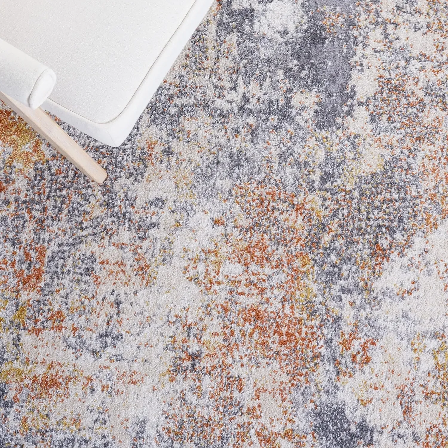 SAFAVIEH Aston Collection Area Rug - 9' x 12', Grey & Gold, Modern Abstract Design, Non-Shedding & Easy Care, Ideal for High Traffic Areas in Living Room, Bedroom (ASN710G)