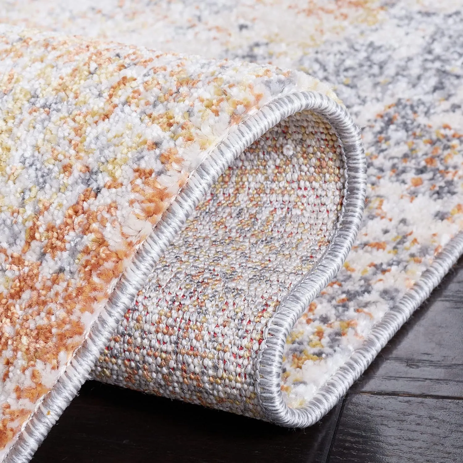 SAFAVIEH Aston Collection Area Rug - 9' x 12', Grey & Gold, Modern Abstract Design, Non-Shedding & Easy Care, Ideal for High Traffic Areas in Living Room, Bedroom (ASN710G)
