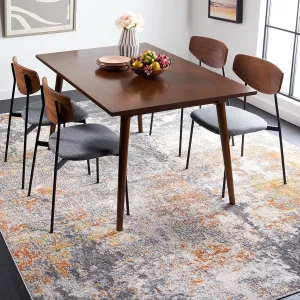 SAFAVIEH Aston Collection Area Rug - 9' x 12', Grey & Gold, Modern Abstract Design, Non-Shedding & Easy Care, Ideal for High Traffic Areas in Living Room, Bedroom (ASN710G)