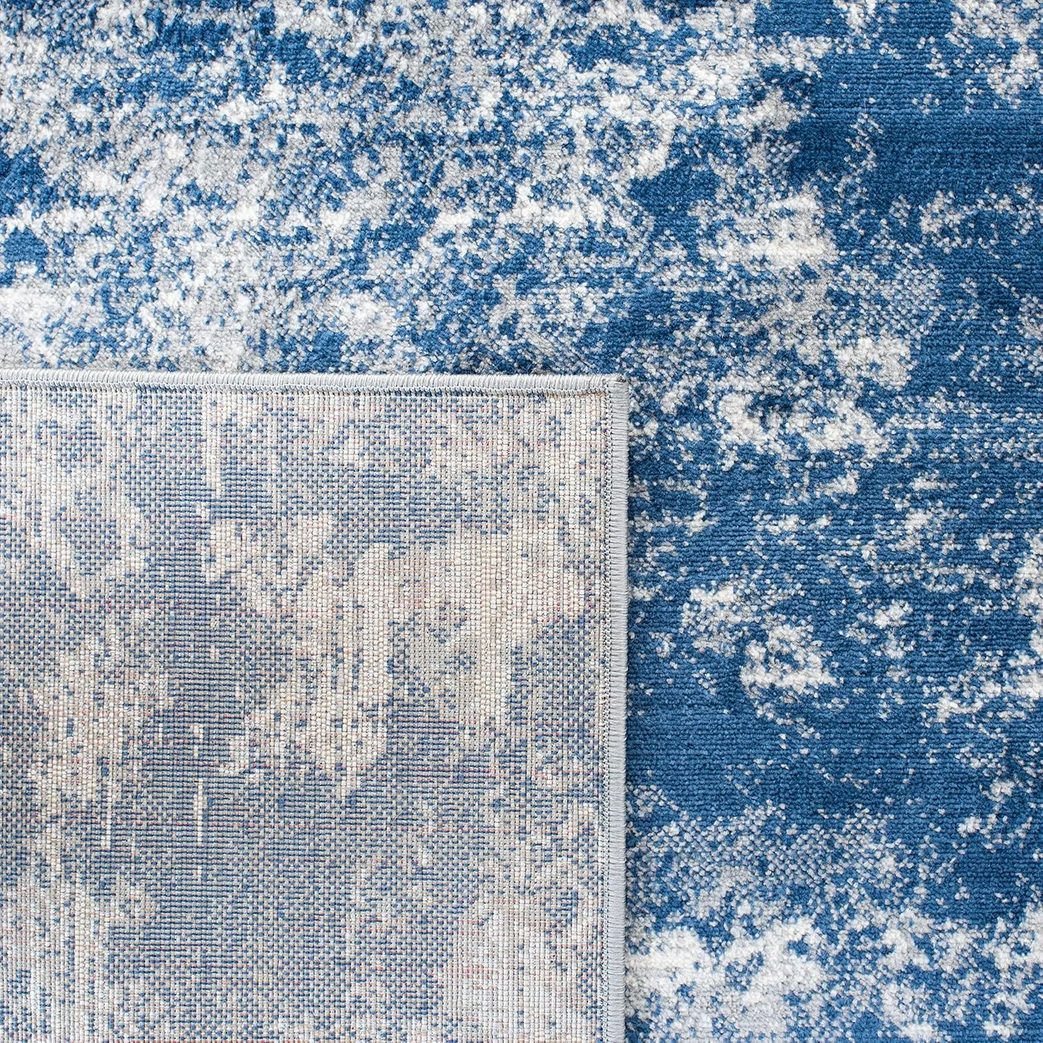 SAFAVIEH Brentwood Collection Area Rug - 9' Square, Grey & Navy, Modern Abstract Design, Non-Shedding & Easy Care, Ideal for High Traffic Areas in Living Room, Bedroom (BNT822G)
