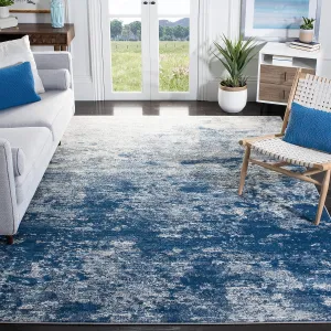 SAFAVIEH Brentwood Collection Area Rug - 9' Square, Grey & Navy, Modern Abstract Design, Non-Shedding & Easy Care, Ideal for High Traffic Areas in Living Room, Bedroom (BNT822G)