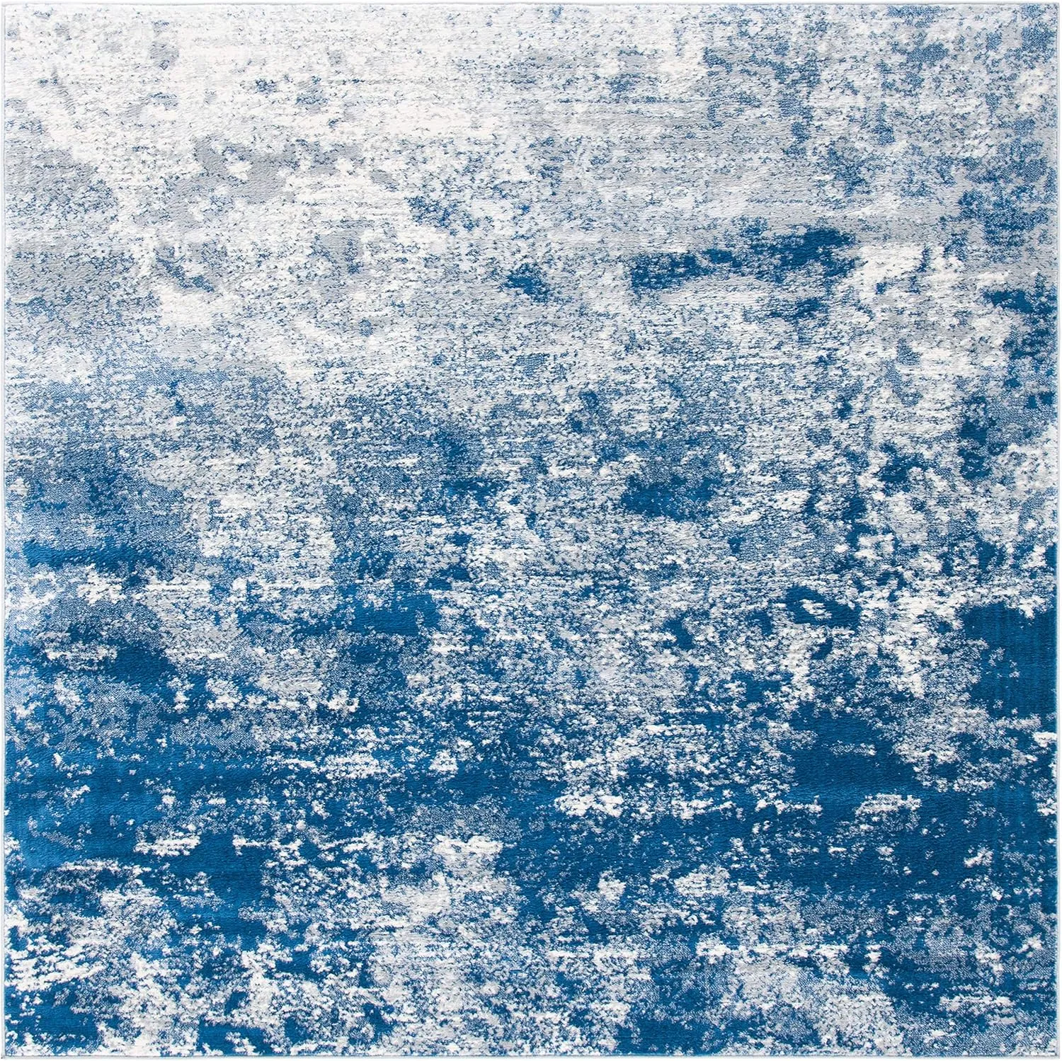 SAFAVIEH Brentwood Collection Area Rug - 9' Square, Grey & Navy, Modern Abstract Design, Non-Shedding & Easy Care, Ideal for High Traffic Areas in Living Room, Bedroom (BNT822G)
