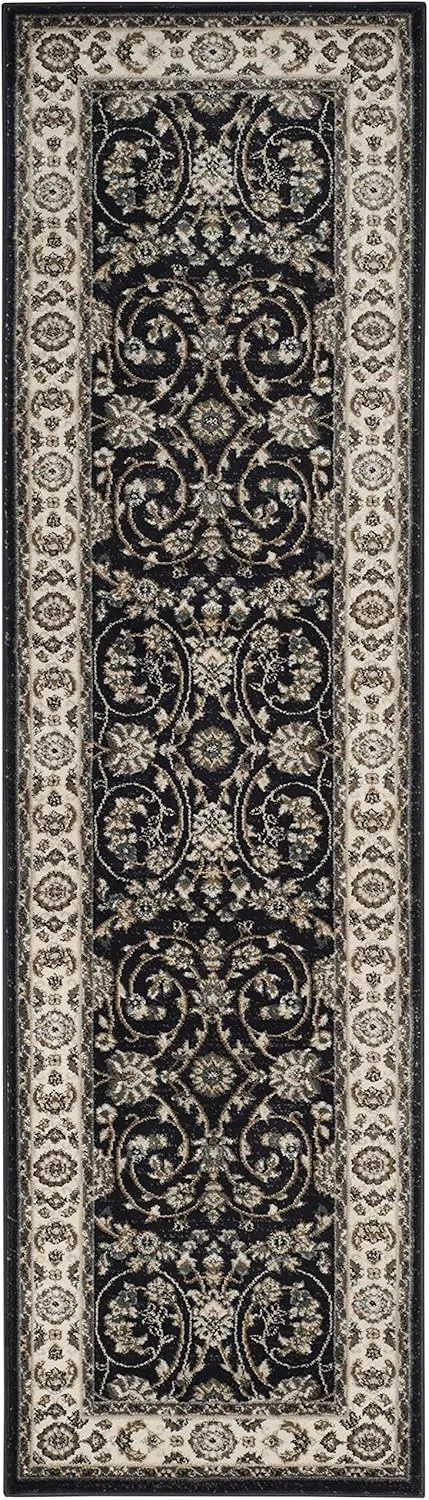 SAFAVIEH Lyndhurst Collection Runner Rug - 2'3" x 8', Anthracite & Cream, Traditional Oriental Design, Non-Shedding & Easy Care, Ideal for High Traffic Areas in Living Room, Bedroom (LNH340D)