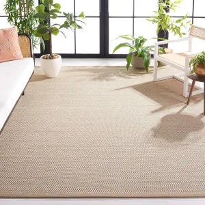 SAFAVIEH Natural Fiber Collection Area Rug - 9' x 12', Marble & Linen, Border Sisal Design, Easy Care, Ideal for High Traffic Areas in Living Room, Bedroom (NF143B)