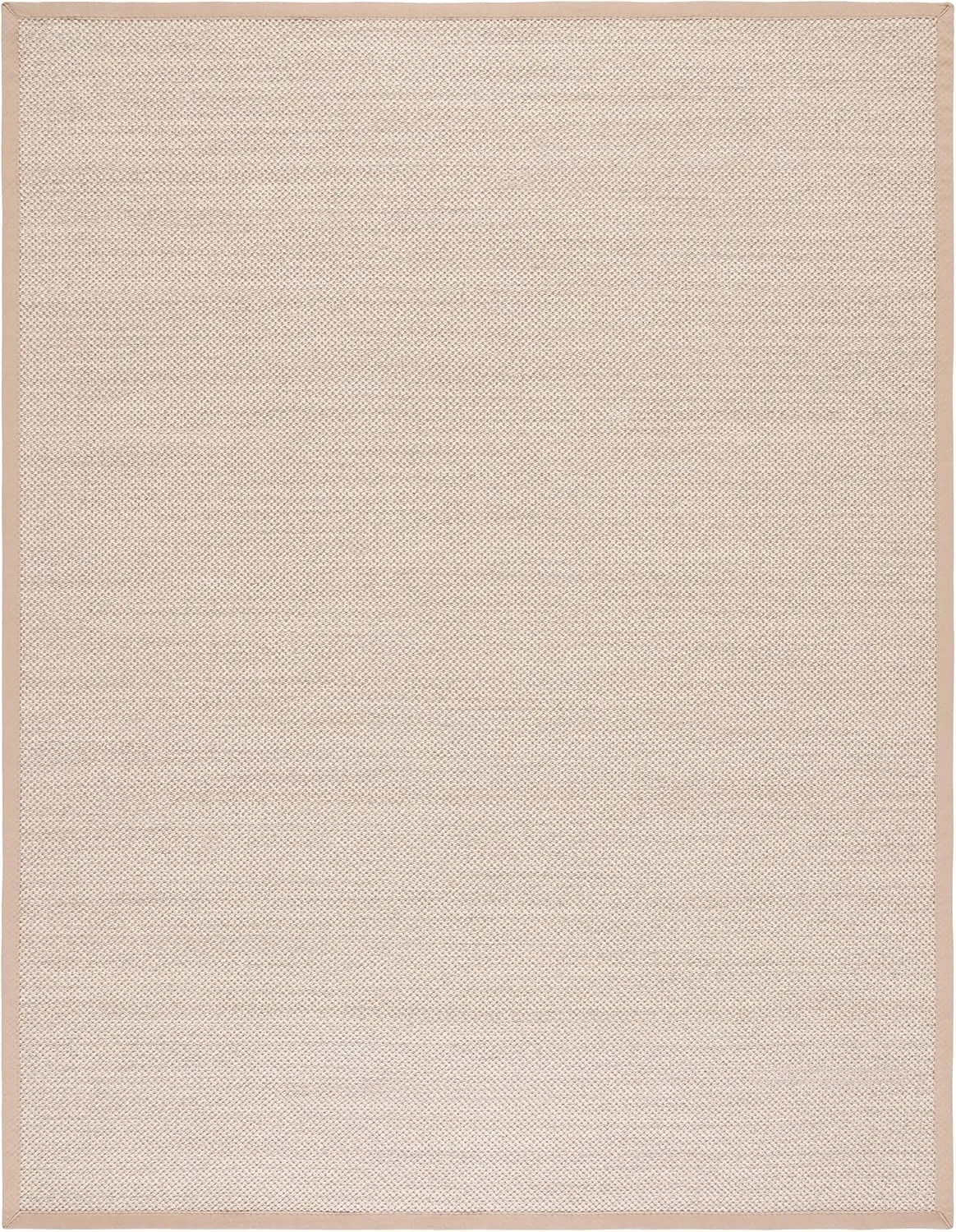 SAFAVIEH Natural Fiber Collection Area Rug - 9' x 12', Marble & Linen, Border Sisal Design, Easy Care, Ideal for High Traffic Areas in Living Room, Bedroom (NF143B)