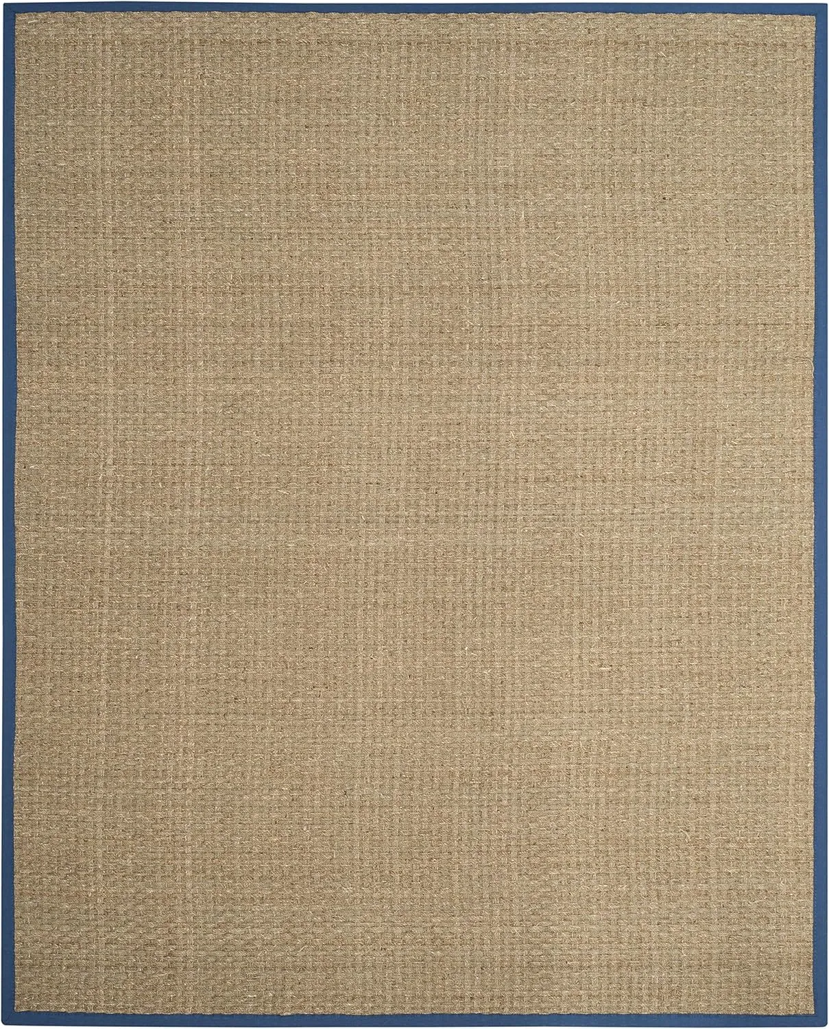SAFAVIEH Natural Fiber Collection Area Rug - 9' x 12', Natural & Navy, Border Basketweave Seagrass Design, Easy Care, Ideal for High Traffic Areas in Living Room, Bedroom (NF114T)