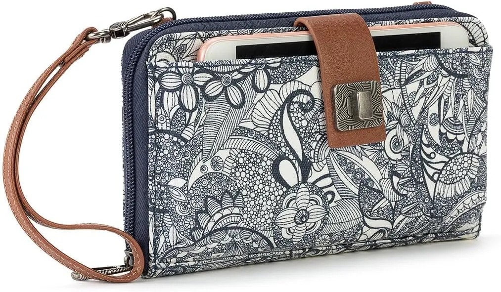 Sakroots Artist Circle Smartphone Crossbody in Coated Canvas, Detachable Wristlet Strap