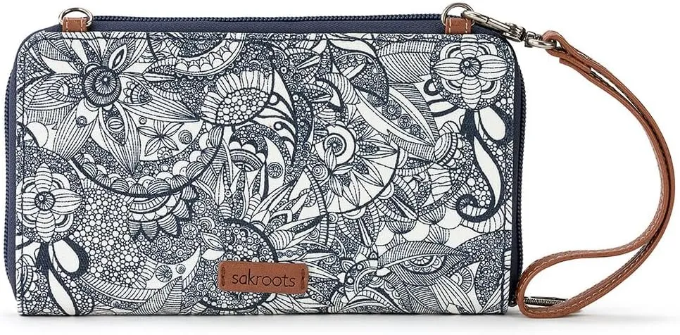 Sakroots Artist Circle Smartphone Crossbody in Coated Canvas, Detachable Wristlet Strap