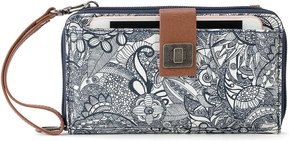 Sakroots Artist Circle Smartphone Crossbody in Coated Canvas, Detachable Wristlet Strap