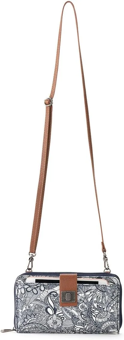 Sakroots Artist Circle Smartphone Crossbody in Coated Canvas, Detachable Wristlet Strap