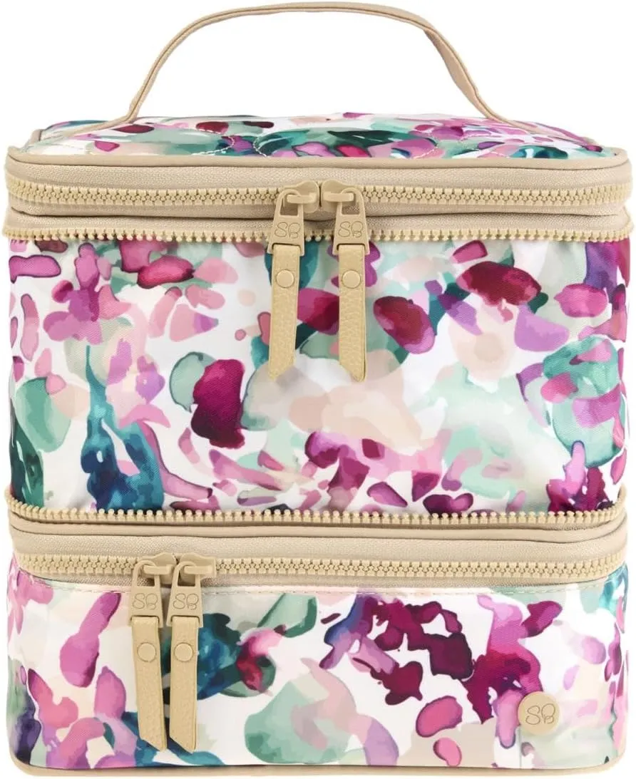 Samantha Brown 2-Tier Travel Cosmetic Organizer, Expandable, Multiple Colors, 9.25L x 7.5W x 4.5H inches (Mauve)