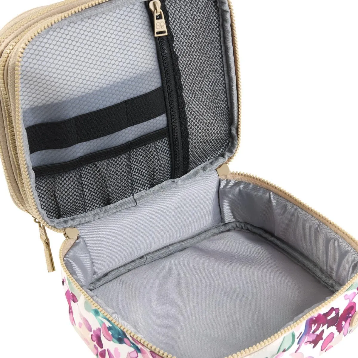 Samantha Brown 2-Tier Travel Cosmetic Organizer, Expandable, Multiple Colors, 9.25L x 7.5W x 4.5H inches (Mauve)