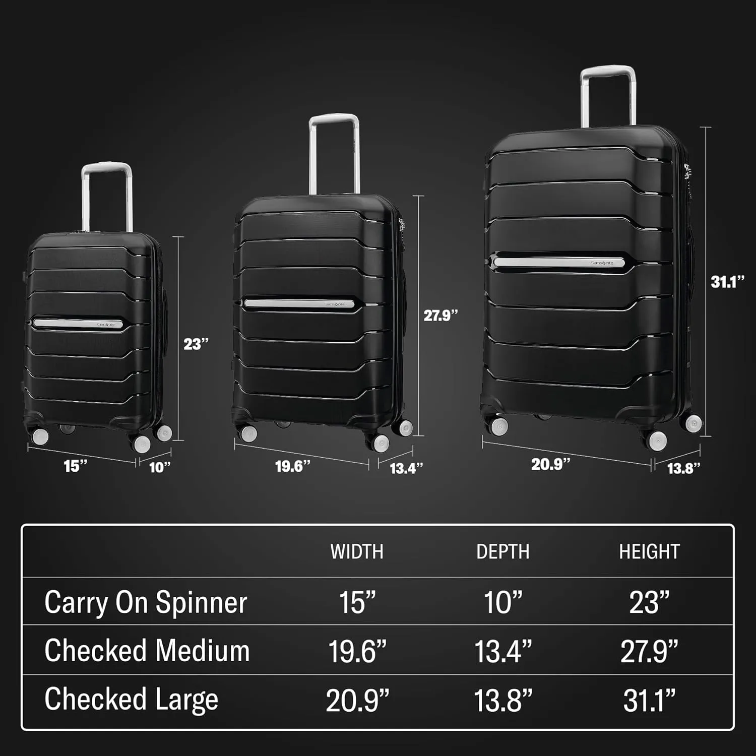 Samsonite Freeform Hardside Expandable with Double Spinner Wheels, White, Checked-Medium 24-Inch