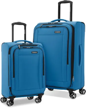 Samsonite Saire LTE Softside Expandable Luggage with Spinner Wheels, Carribean Blue, 2-Piece Set (Carry-on/Medium)
