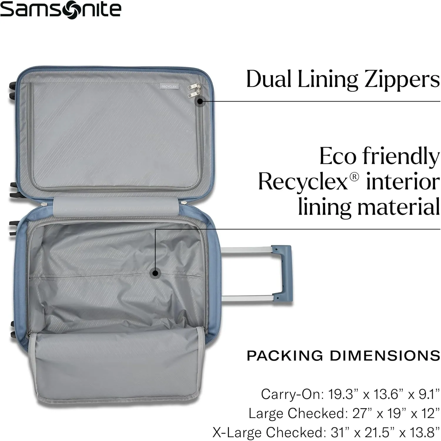 Samsonite UpLIFT 27" Lightweight Hardside Large Checked Luggage with Spinner Wheels - Expandable Luggage - Airline-Approved, Polycarbonate Hard Suitcase for Ultra Lightweight Travel - Elemental Blue