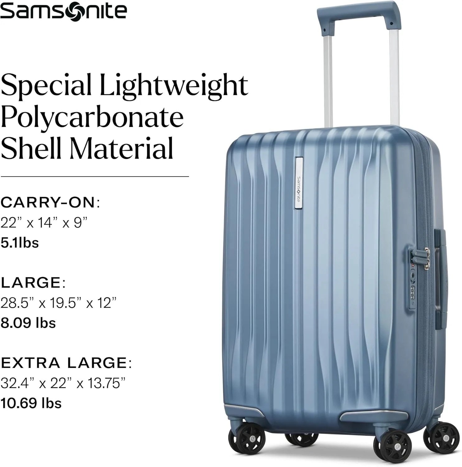 Samsonite UpLIFT 27" Lightweight Hardside Large Checked Luggage with Spinner Wheels - Expandable Luggage - Airline-Approved, Polycarbonate Hard Suitcase for Ultra Lightweight Travel - Elemental Blue