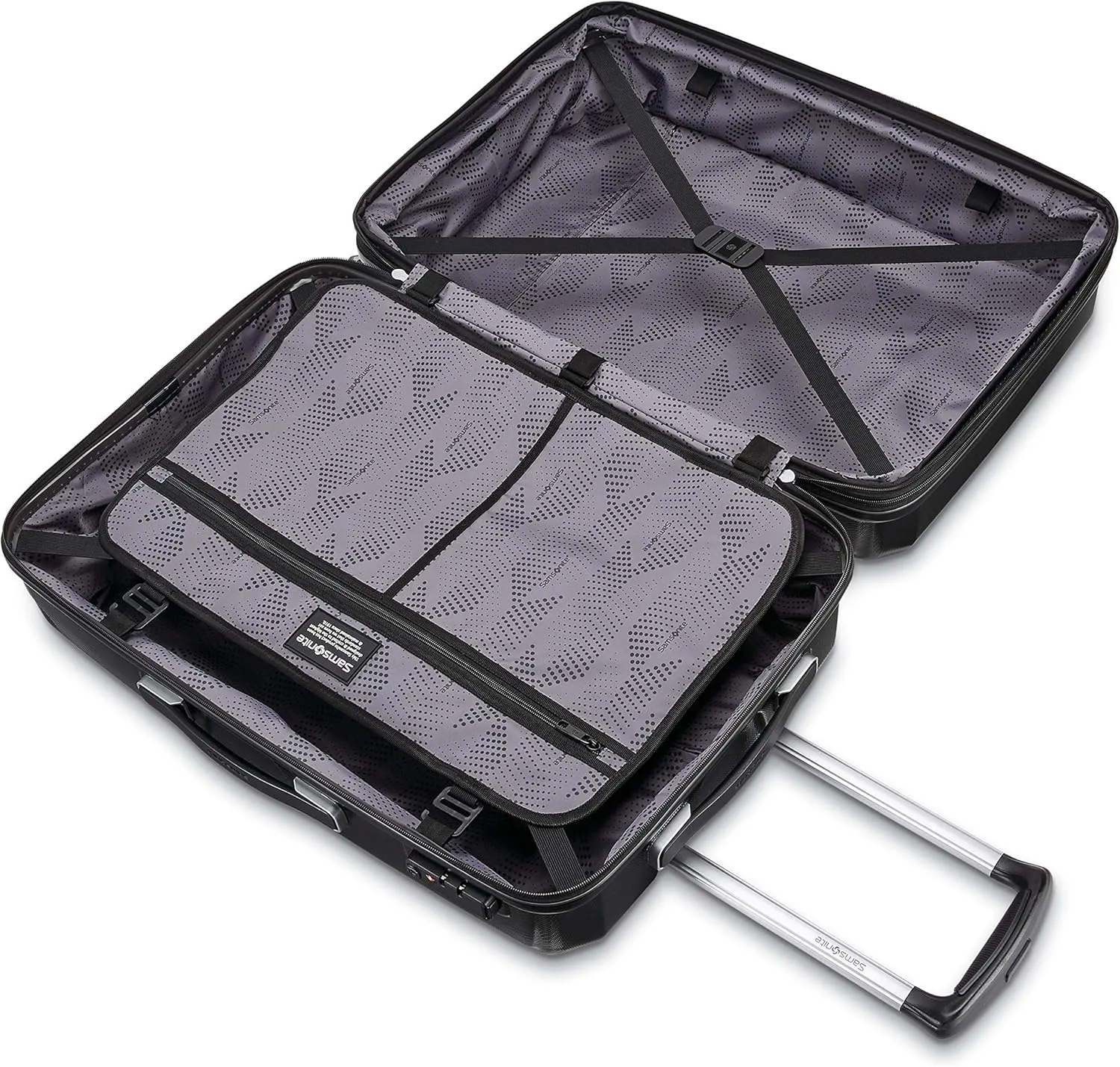 Samsonite Winfield 3 DLX Hardside Expandable Luggage with Spinners, Black, Checked-Medium 25-Inch