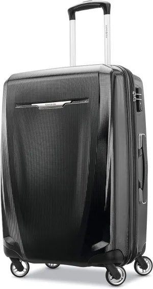 Samsonite Winfield 3 DLX Hardside Expandable Luggage with Spinners, Black, Checked-Medium 25-Inch