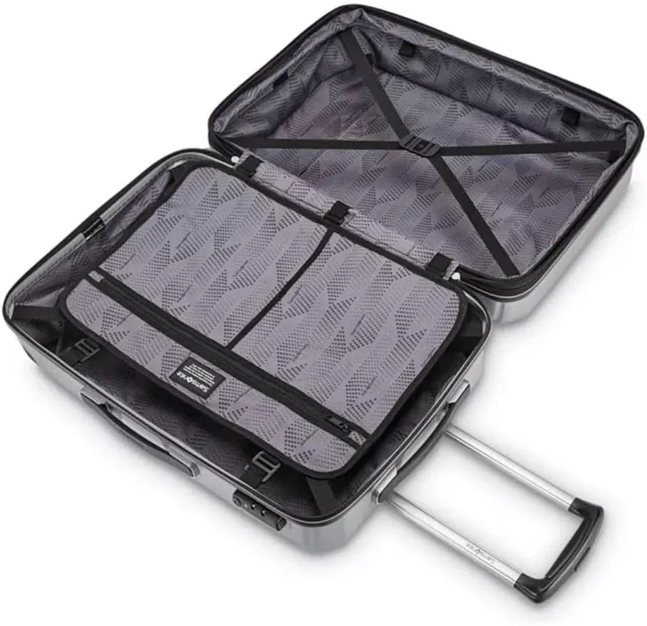 Samsonite Winfield 3 DLX Hardside Expandable Luggage with Spinners, Navy, Checked-Large 28-Inch