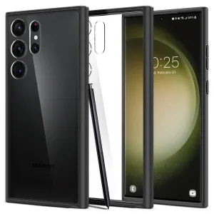 Samsung Galaxy S24 Ultra Hybrid Back Cover Case (TPU Poly Carbonate|Crystal Clear) - Black