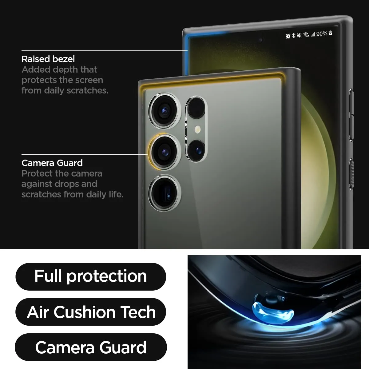 Samsung Galaxy S24 Ultra Hybrid Crystal Clear Case with Camera Protection (TPU Poly Carbonate|Crystal Clear) - Titanium