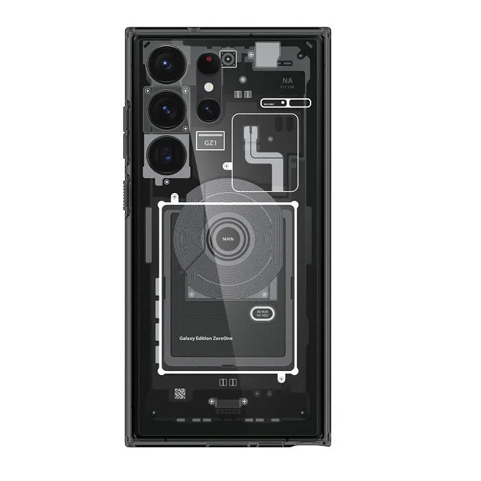 Samsung Galaxy S24 Ultra Hybrid Zero One Case, Machinery Pattern with Magsafe - Black