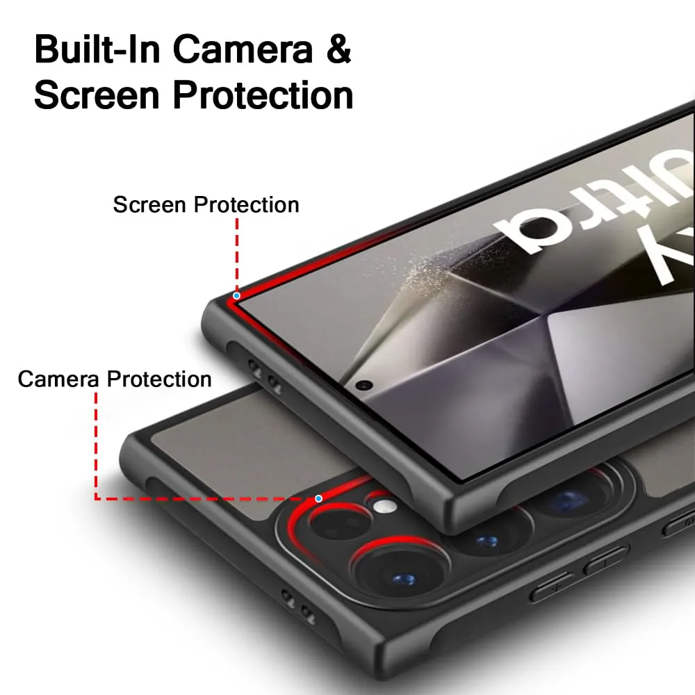 Samsung Galaxy S24 Ultra Shock Proof Hybrid Back Cover Case - Smoke Black