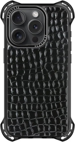 Sansunto Case for iPhone 15 Pro Max, Full Body Protection Ultra Impact [Compatible with Magsafe] Shockproof Slim Fit Protective Phone Case for Women & Men (Black Crocodile, for iPhone 15 Pro Max)